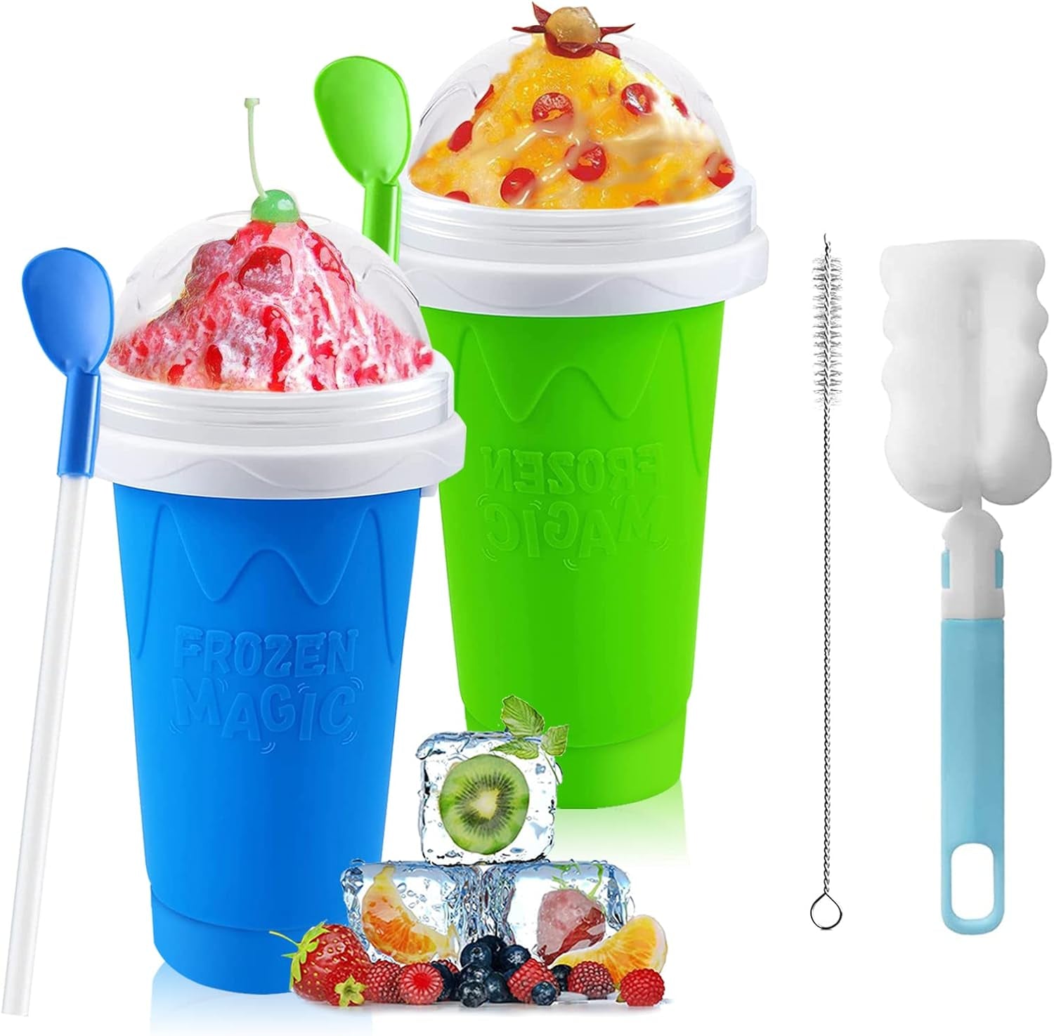 2PC Slushie Maker Cups, DIY Frozen Magic Slushy Cup, Double Layers Silica Smooth