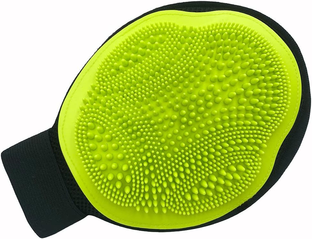NA Pet Grooming Gloves - Pet Hair Remover Mitt,Gentle Deshedding, Massage and Bathing Great for Dogs Cats Horses and Rabbits Long Short Fur,1 Glove Fits Both Hands (Neon Green)