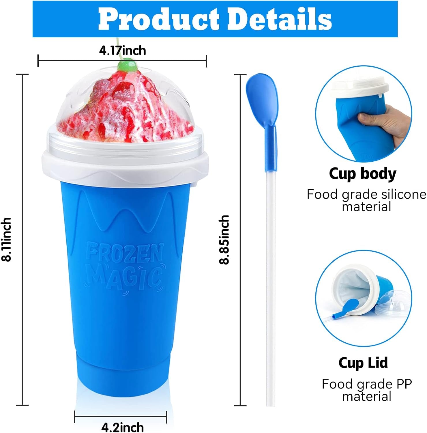 2PC Slushie Maker Cups, DIY Frozen Magic Slushy Cup, Double Layers Silica Smooth