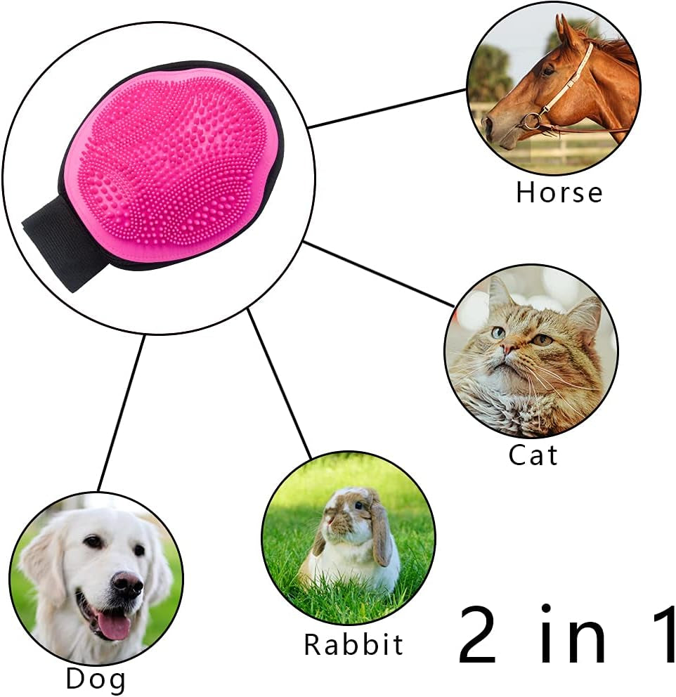 NA Pet Grooming Gloves - Pet Hair Remover Mitt,Gentle Deshedding, Massage and Bathing Great for Dogs Cats Horses and Rabbits Long Short Fur,1 Glove Fits Both Hands (Neon Green)