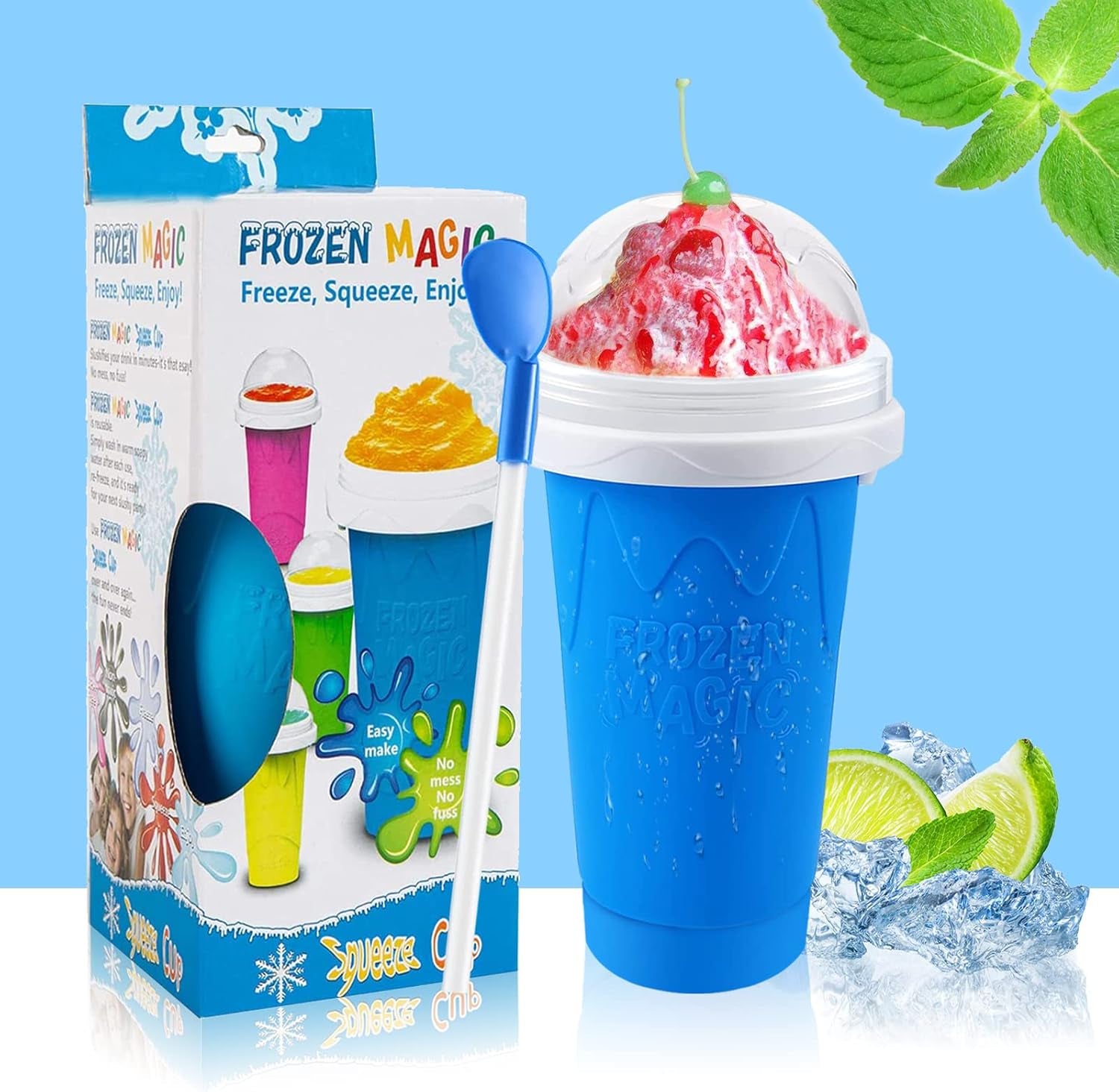 2PC Slushie Maker Cups, DIY Frozen Magic Slushy Cup, Double Layers Silica Smooth