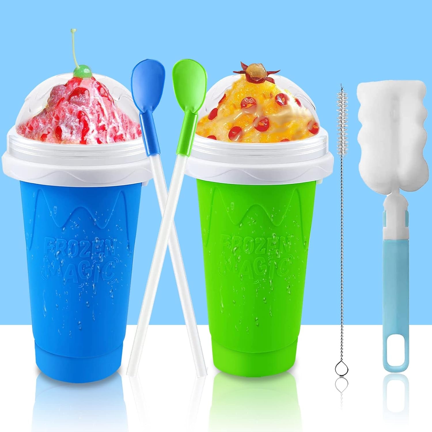 2PC Slushie Maker Cups, DIY Frozen Magic Slushy Cup, Double Layers Silica Smooth