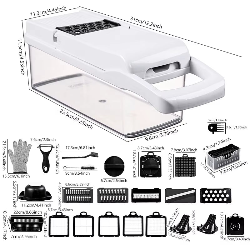 Vegetable Chopper - Food Chopper - Spiral Cutter - Vegetable Chopper with Container - Kitchen Gadgets Home Essential Accessories