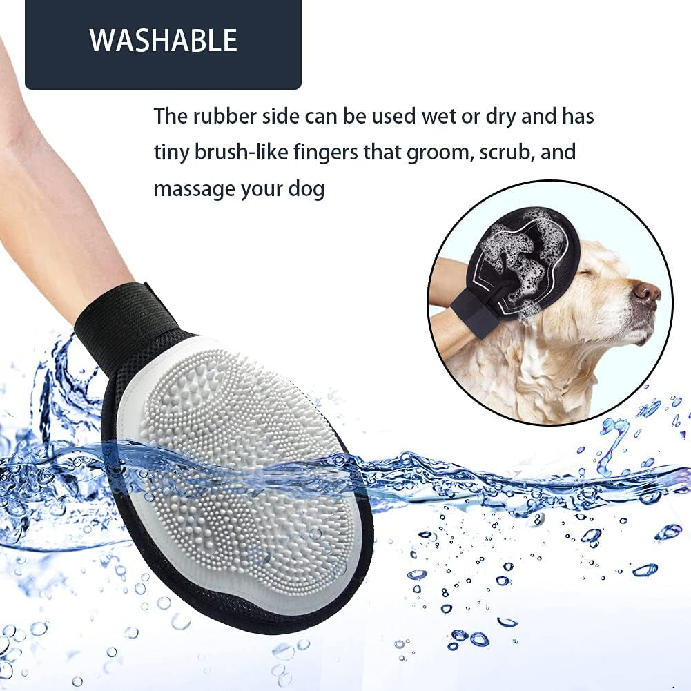 NA Pet Grooming Gloves - Pet Hair Remover Mitt,Gentle Deshedding, Massage and Bathing Great for Dogs Cats Horses and Rabbits Long Short Fur,1 Glove Fits Both Hands (Neon Green)