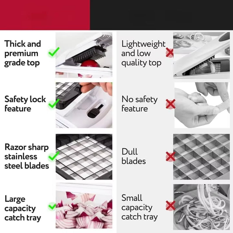 Vegetable Chopper - Food Chopper - Spiral Cutter - Vegetable Chopper with Container - Kitchen Gadgets Home Essential Accessories